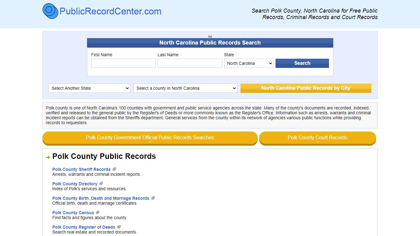 Polk County North Carolina Free Public Records - Court ...