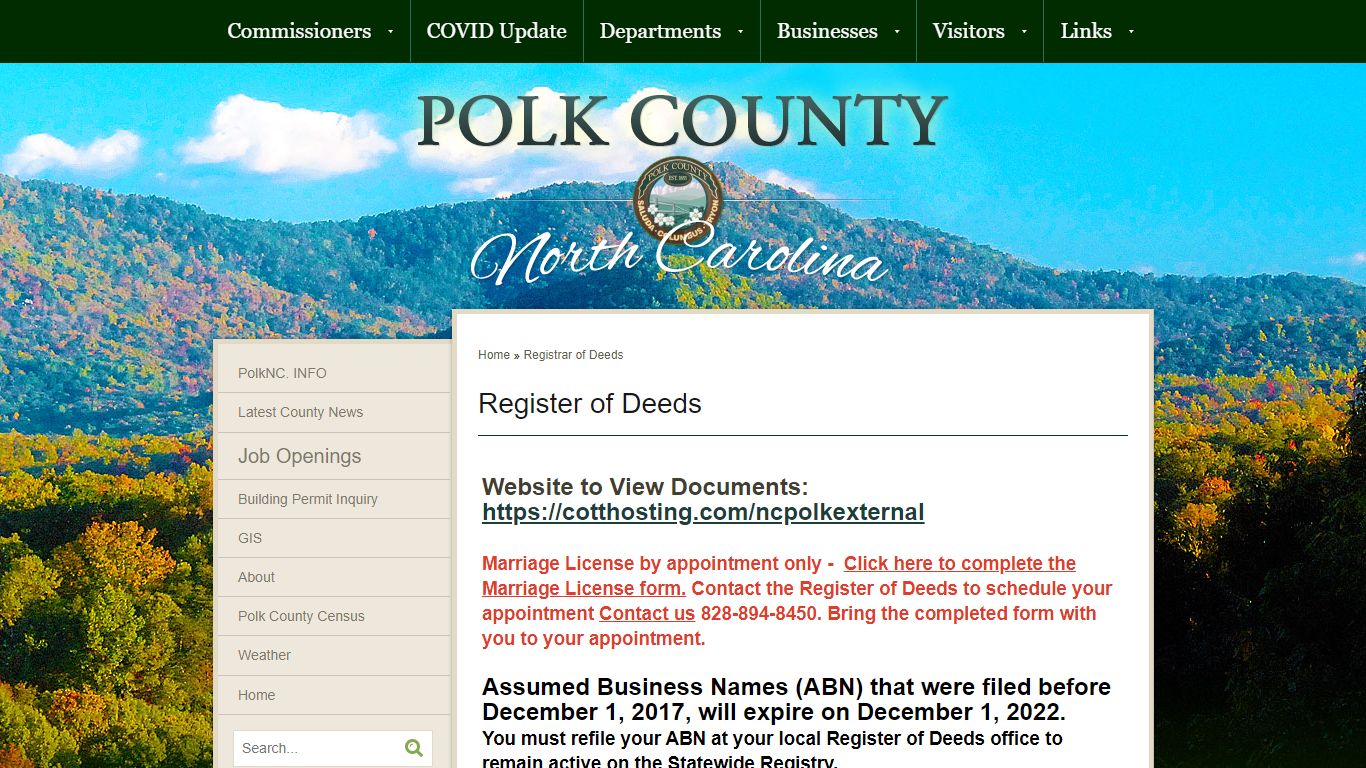 Registrar of Deeds - Polk County, North Carolina