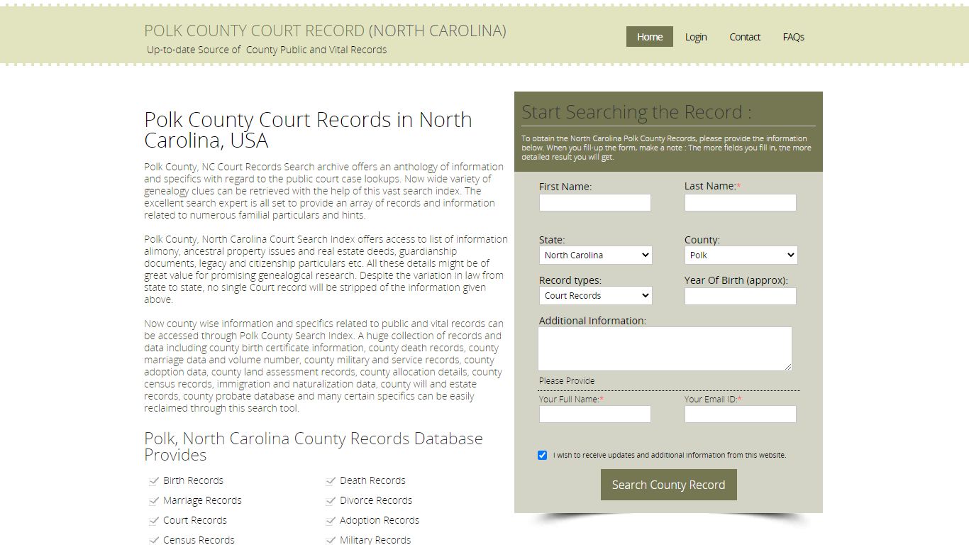 Polk County, North Carolina Public Court Records Index