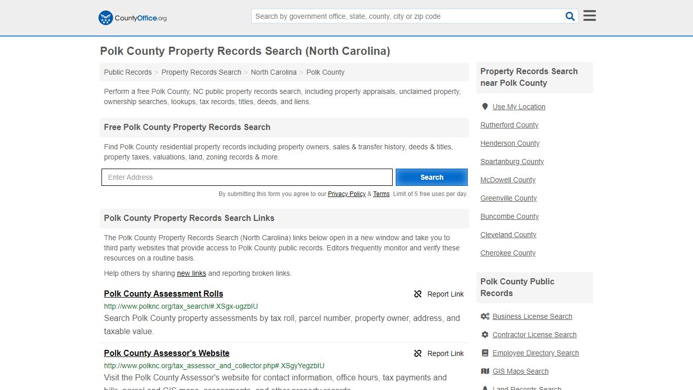 Property Records Search - Polk County, NC (Assessments ...